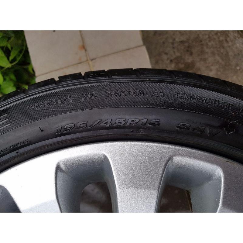 Ford 16" 15 spoke alloy with Hankook 195/45/R16 tyre