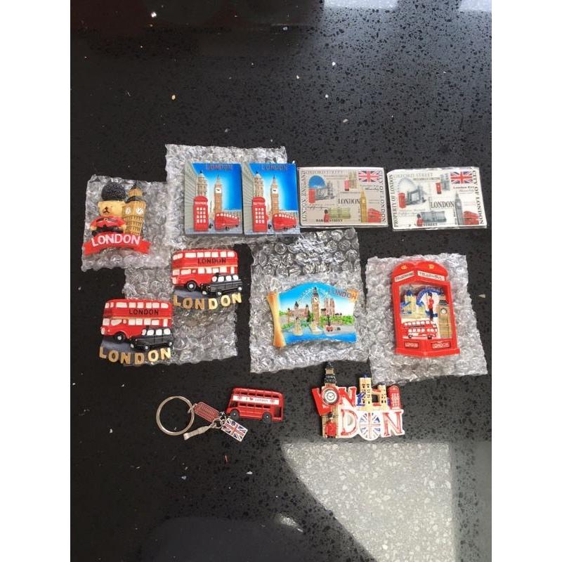 British Souvenir wall clock and 3D magnets