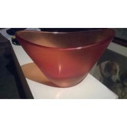 Stylish heavy glass elliptic open vase or bowl central London