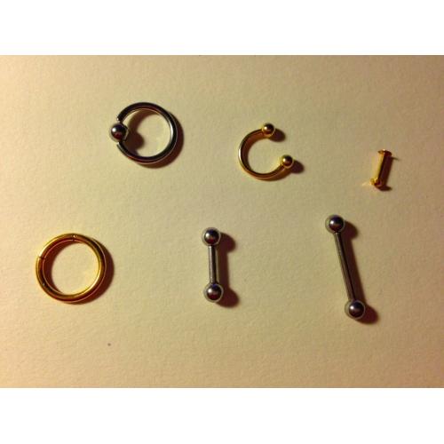 Various Gold and Titanium Piercing Jewellery (lip, nose, eyebrow, septum etc)