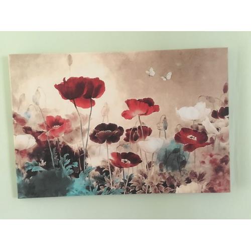 Red, Brown and Blue Floral Canvas