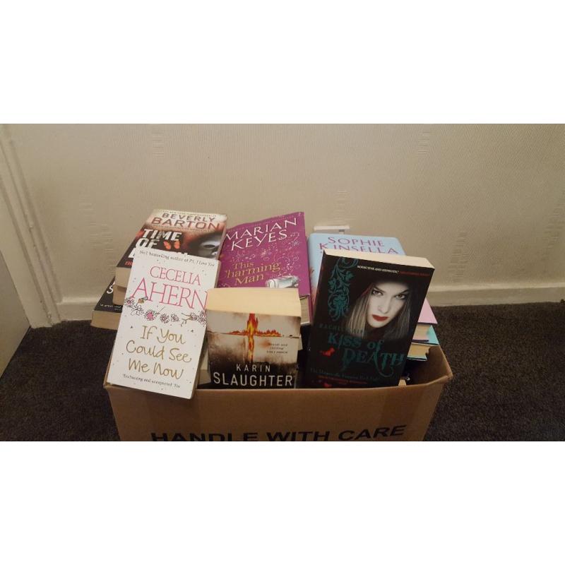 Large box of paperback and hardback books