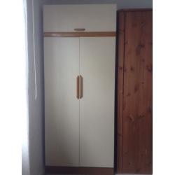 Cream Wardrobe with wooden handles