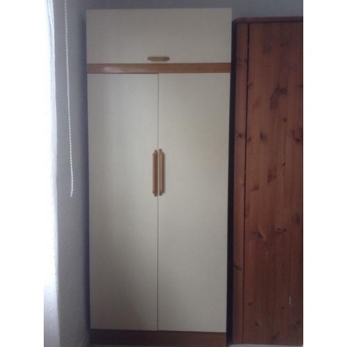Cream Wardrobe with wooden handles