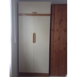 Cream Wardrobe with wooden handles