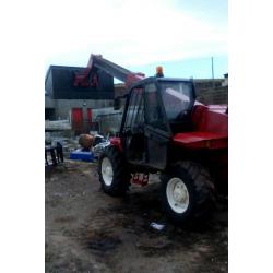 Manitou forklift with long forks and bucket for sale