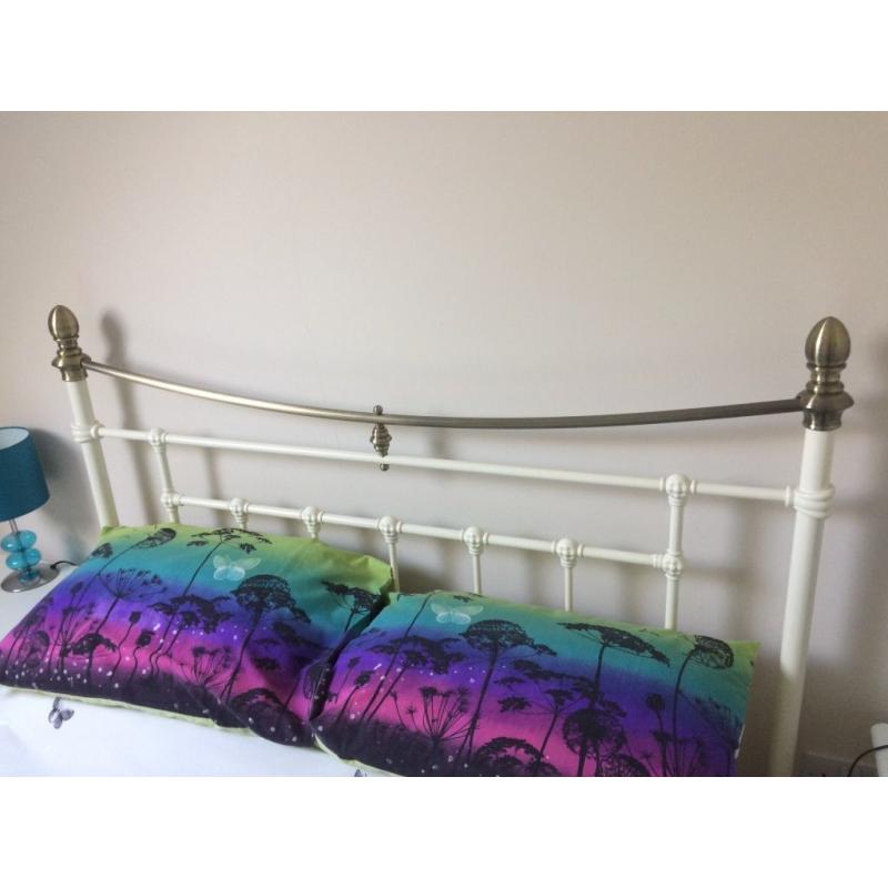 Excellent condition John Lewis double white metal bedframe and mattress