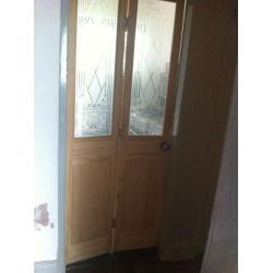 Bi folding pine wood door with handles reduced!less than half price