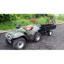 Kawasaki klf 300c Quad with New Kellfri tipping trailer