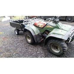 Kawasaki klf 300c Quad with New Kellfri tipping trailer