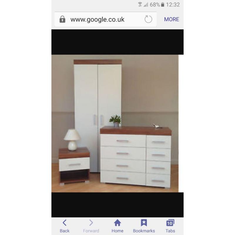 Wardrobe, Chest of Drawers and 2 Bedside Tables