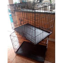 Dog/pet cages 2 of metal with trays