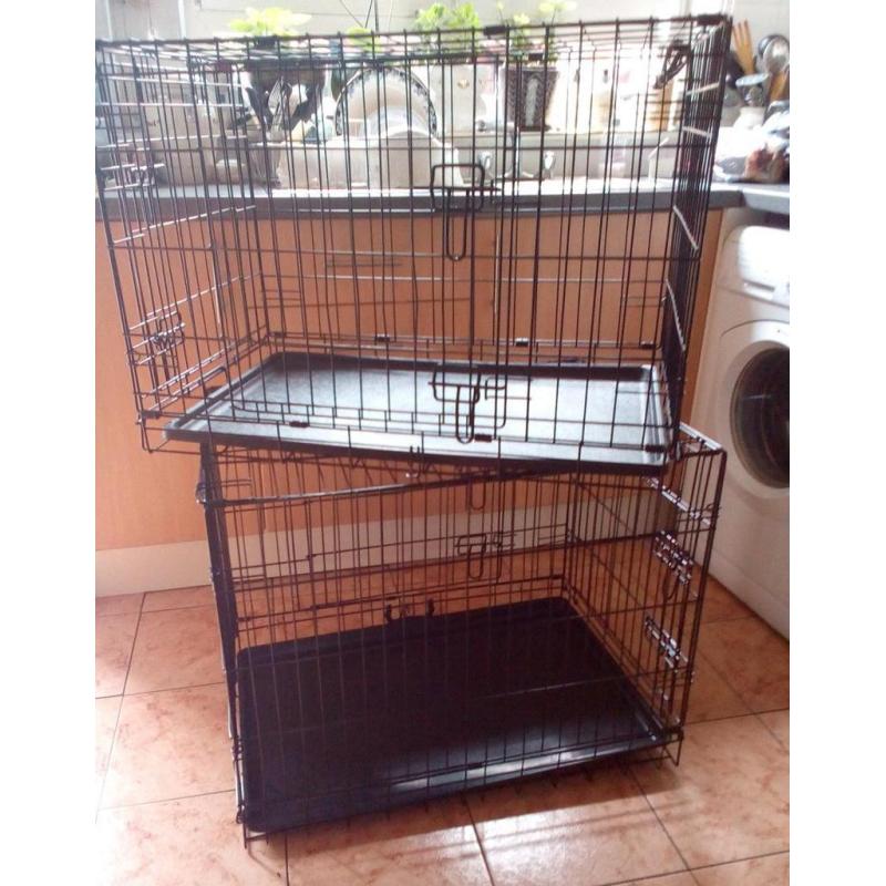 Dog/pet cages 2 of metal with trays
