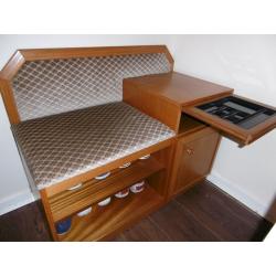 VINTAGE RETRO TEAK TELEPHONE SEAT TABLE CABINET