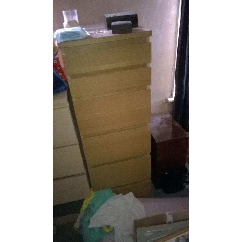 IKEA 6 DRAWER MALM WITH MIRROR