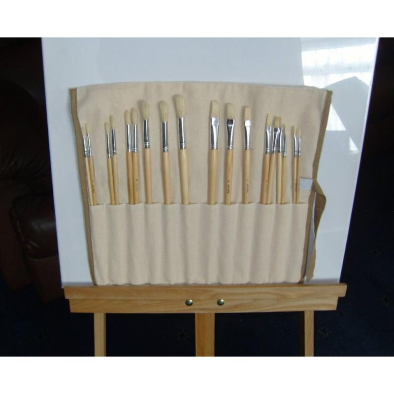 easel,brushes,paints & 2 canvasses-new in box-unwanted gift
