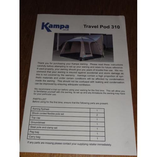 Awning Kampa Travel pod 310