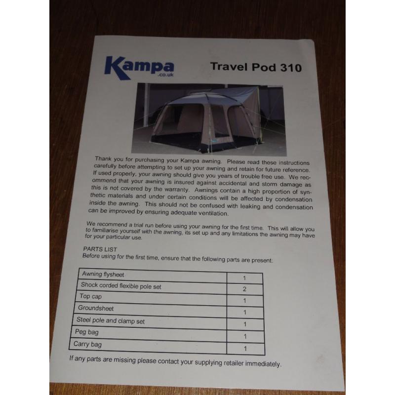 Awning Kampa Travel pod 310