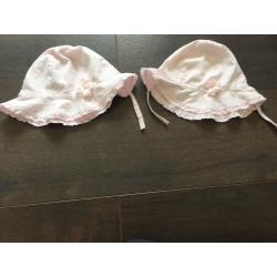 X 2 Baby girls pink flower sun hat