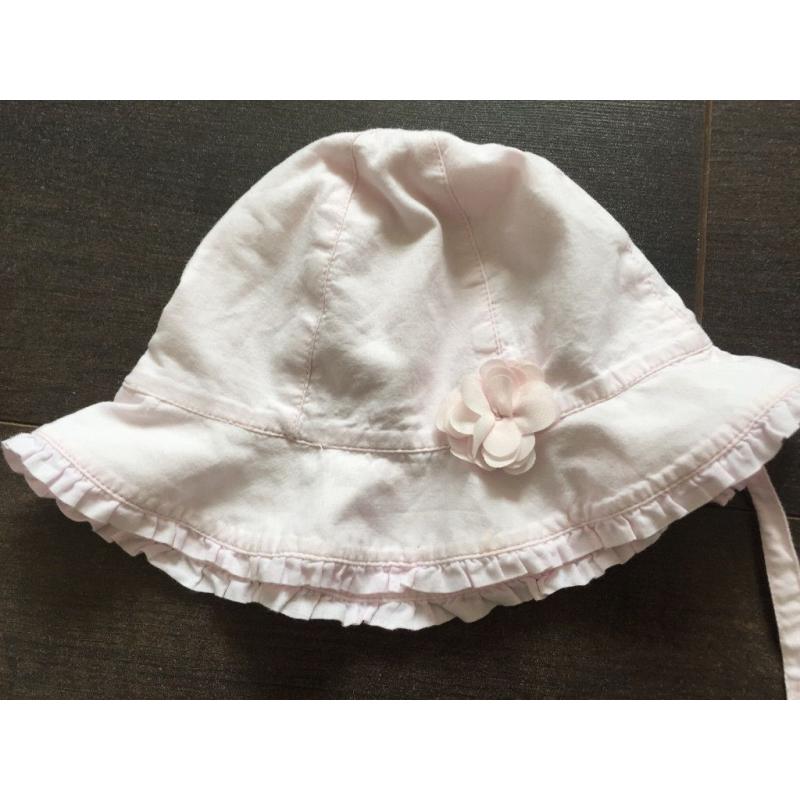 X 2 Baby girls pink flower sun hat