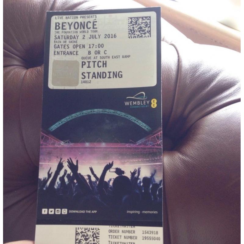 BEYONCÉ FORMATION WORLD TOUR WEMBERLEY X1 STANDING TICKET