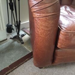2 LAURA ASHLEY LEATHER ARMCHAIRS ARM TUB CHAIRS