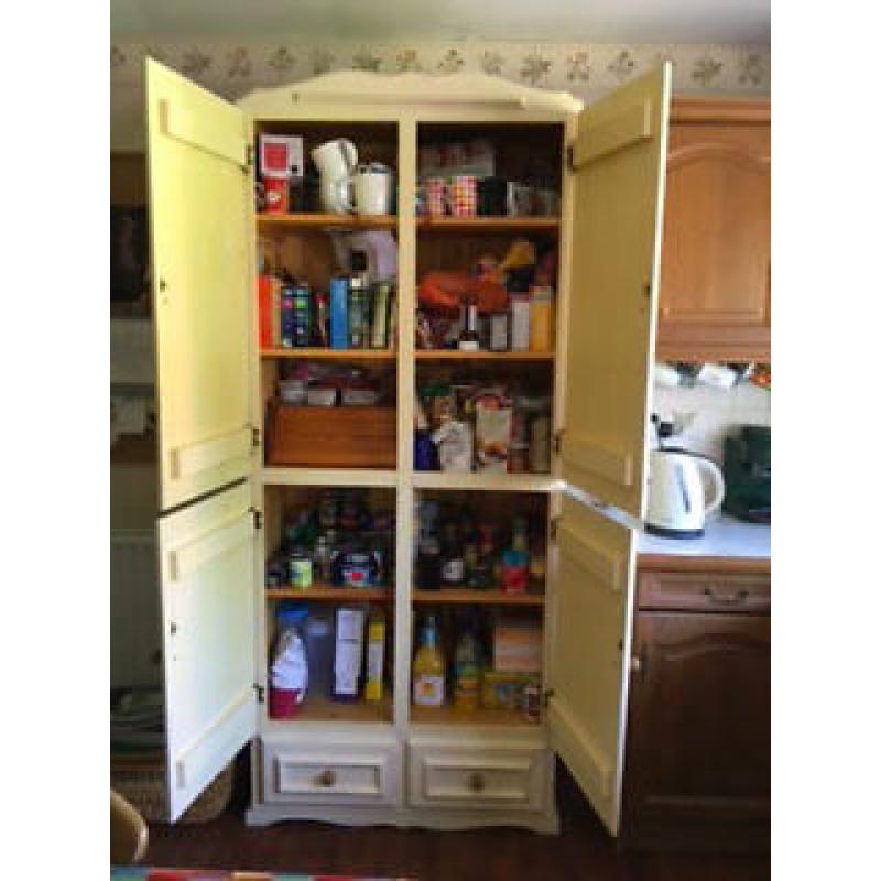 Solid Pine Painted/Distressed Cream Larder Cupboard