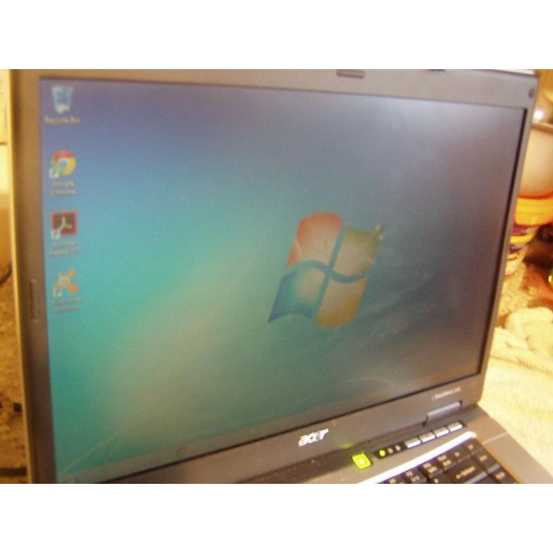 ACER TRAVELMATE 2490 LAPTOP, WIFI, 40GB, 1GB RAM, WIN 7, Activated Office 2007
