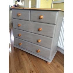 Annie Sloan Painted Solid Pine Chest of Drawers (Free Delivery)