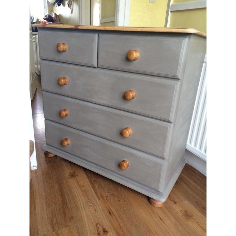 Annie Sloan Painted Solid Pine Chest of Drawers (Free Delivery)