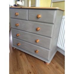 Annie Sloan Painted Solid Pine Chest of Drawers (Free Delivery)