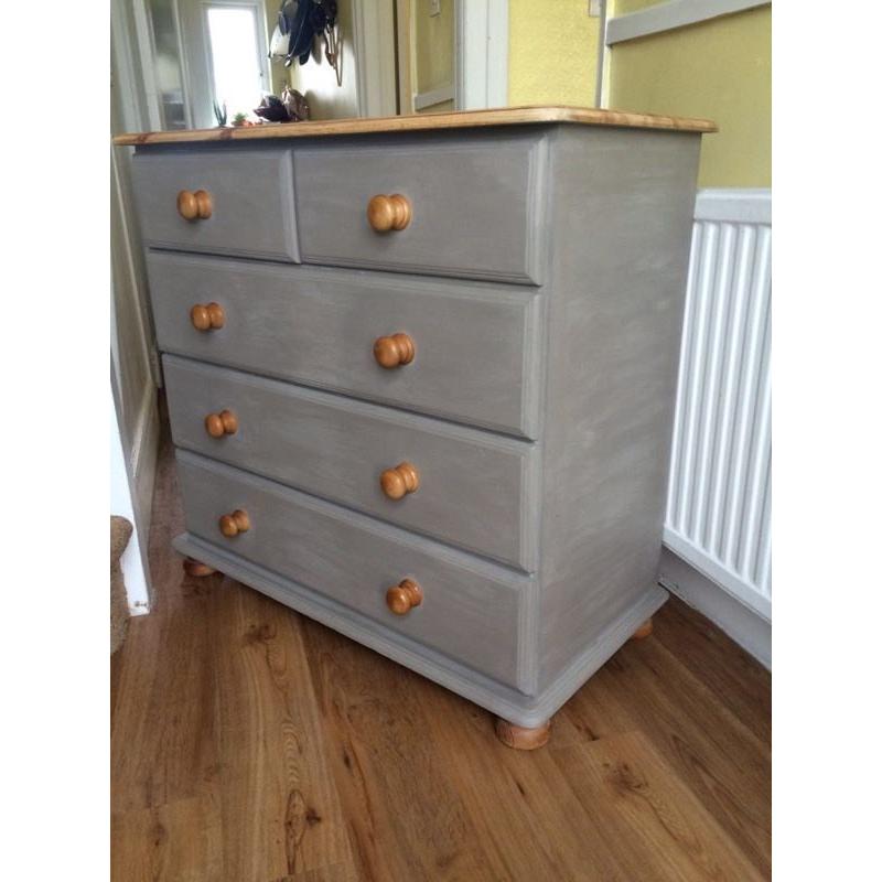 Annie Sloan Painted Solid Pine Chest of Drawers (Free Delivery)