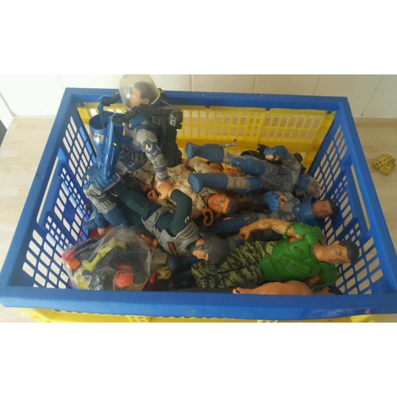 Crate full of action man vintage and modern