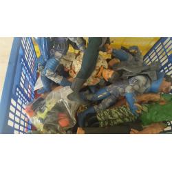 Crate full of action man vintage and modern