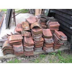 Old roof ceramic tiles - red