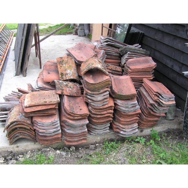 Old roof ceramic tiles - red