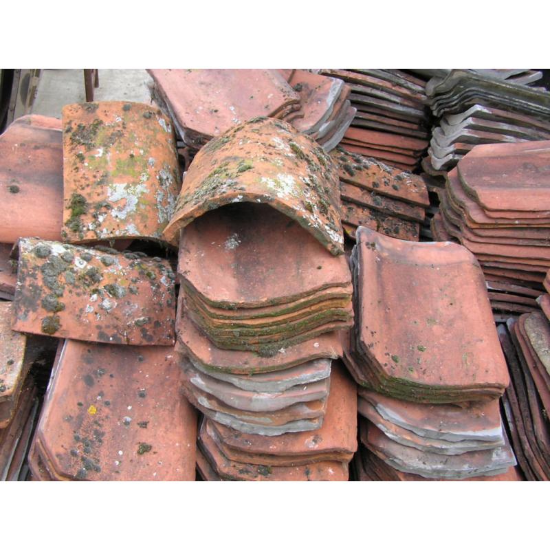 Old roof ceramic tiles - red