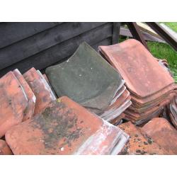 Old roof ceramic tiles - red