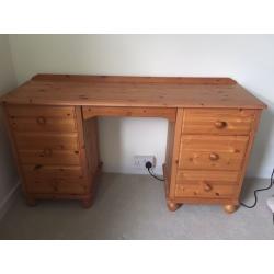 Pine dressing table/desk with drawers