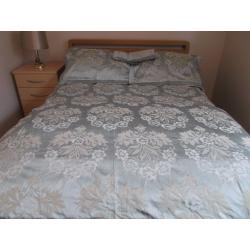 Bed bundle - throw / bed cover - quilt cover - pillowcases - curtains - bolster cushions - sage