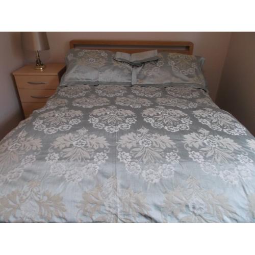 Bed bundle - throw / bed cover - quilt cover - pillowcases - curtains - bolster cushions - sage