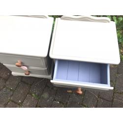Pair of Shabby Chic Solid Pine Bedside Tables Cabinets