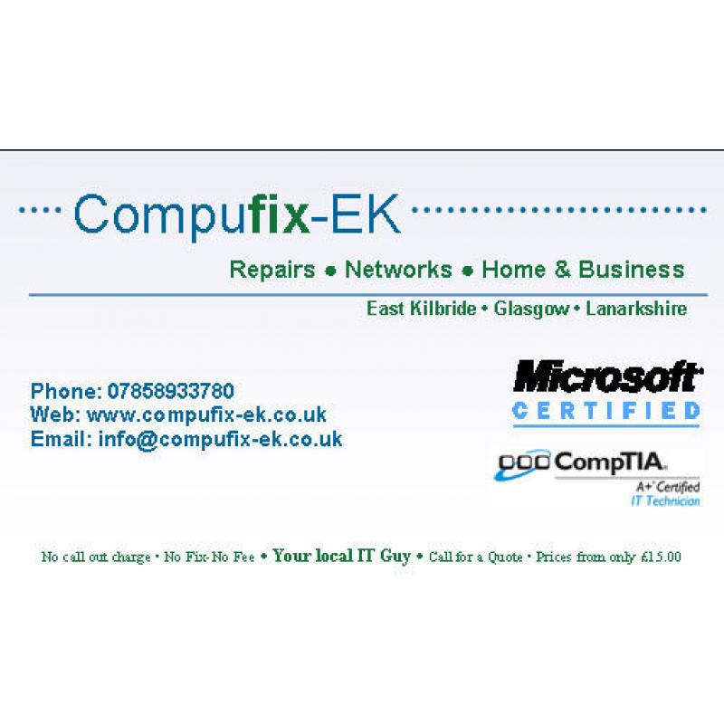 PC Repair and IT Support, Microsoft Certified Engineer - East Kilbride, Lanarkshire, Glasgow