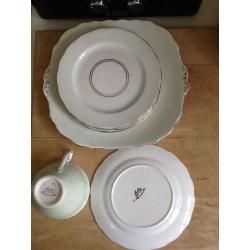 Melba stamped vintage tea cup set with plates