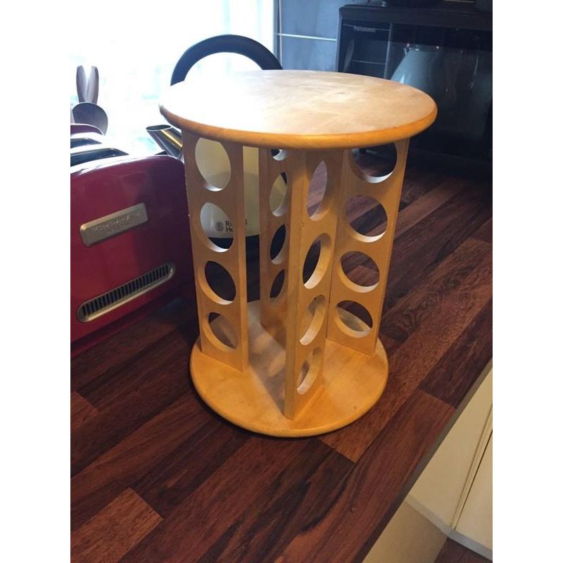 Wooden spinning spice rack.