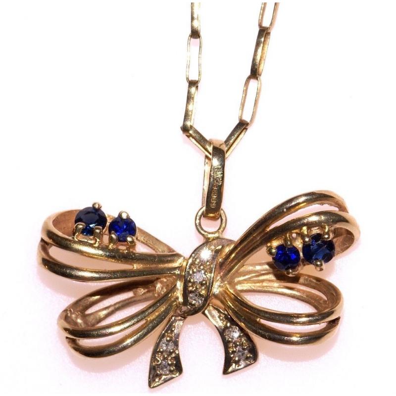 DAZZLING 9CT GOLD CEYLON SAPPHIRE & DIAMOND NECKLACE GREAT DESIGN MADE IN ITALY FULLY HALLMARKED J4U