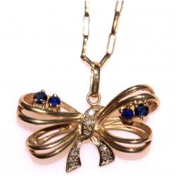DAZZLING 9CT GOLD CEYLON SAPPHIRE & DIAMOND NECKLACE GREAT DESIGN MADE IN ITALY FULLY HALLMARKED J4U