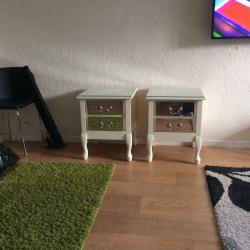 X2 Cream/mirrored bedside table drawers