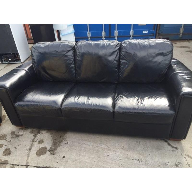 Tidy. 3 + 1. Black Leather. Sofa