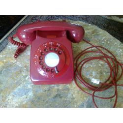 Vintage RED Rotary Dial GPO TELEPHONE - MODEL 746 GNA